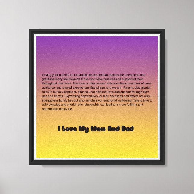 "Mom & Dad – My Forever Blessing" Canvas Print (Front)