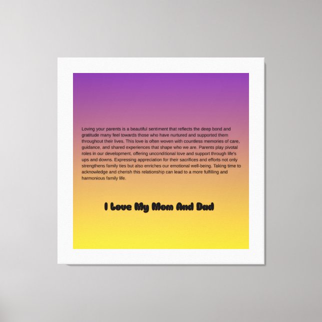"Mom & Dad – My Forever Blessing" Canvas Print (Front)