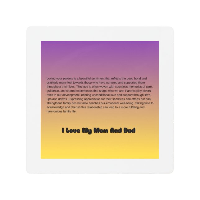 "Mom & Dad – My Forever Blessing" Metal Print (Front)