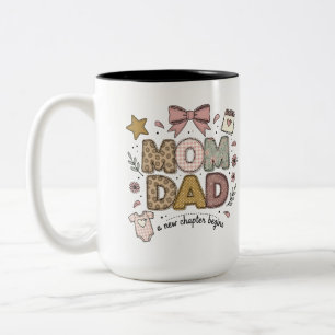 Mom Dad New Chapter Begins Cute Baby Design Two-Tone Coffee Mug
