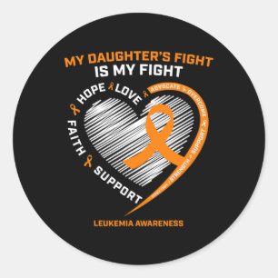 Mom Dad Orange My Daughters Fight Leukemia Cancer Classic Round Sticker