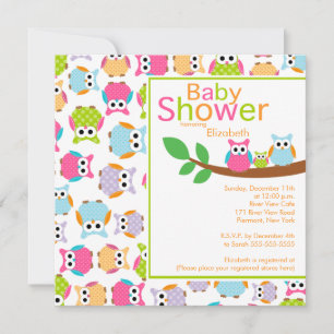 Mom & Dad Owls with Baby Owl Baby Shower Invitation
