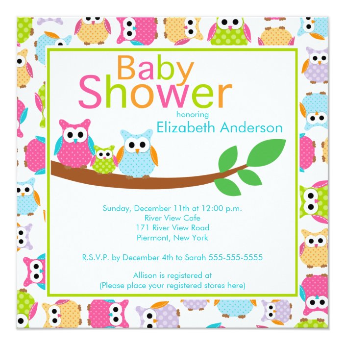 Mom & Dad Owls with Baby Owl Baby Shower Invitation