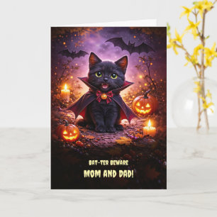 Mom Dad Parents Happy Halloween Cute and Fun Black Card