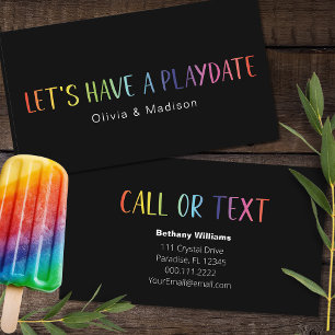 Mom Dad Playdate Simple Colorful Fun Calling Cards