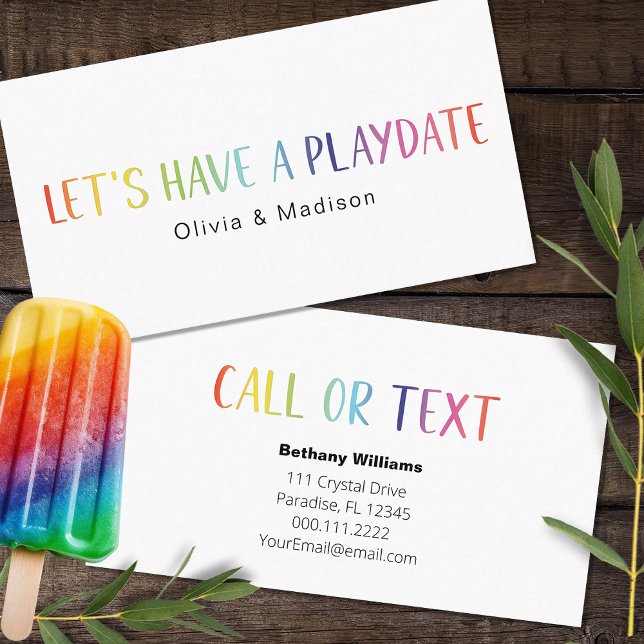 Mom Dad Playdate Simple Colorful Fun Calling Cards (Creator Uploaded)
