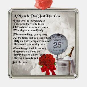 Mom & Dad Poem - 25th Wedding Anniversary Metal Ornament