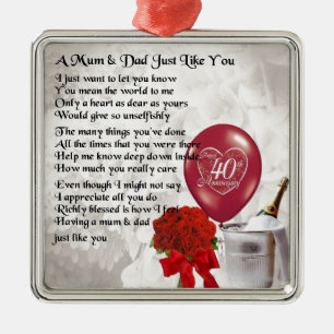 Mom & Dad Poem - 40th Wedding Anniversary Metal Ornament