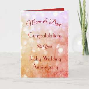 Mom & Dad Ruby Anniversary Greeting Card. Card
