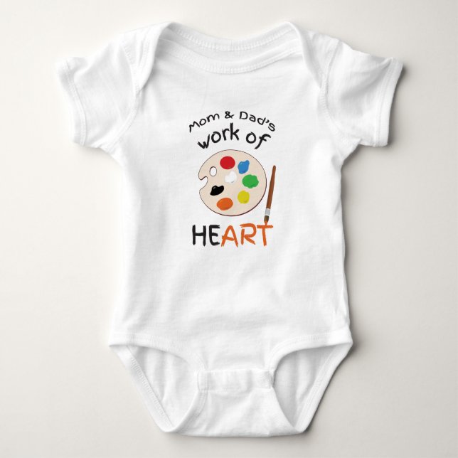 Mom & Dad’s work of Heart Baby Bodysuit (Front)