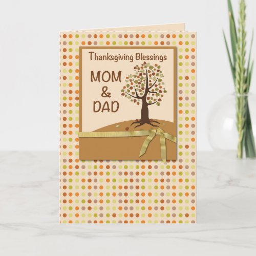 MOM  DAD Thanksgiving Blessings Polka Dots Holiday Card