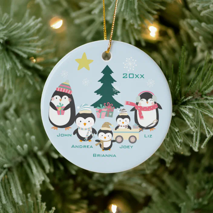 Letter Penguin Design Ceramic Keepsake Baby Girl's Christmas Tree Decoration
