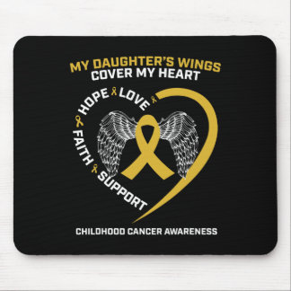 Mom Dad Women Men Wings Daughter Childhood Cancer  Mouse Pad
