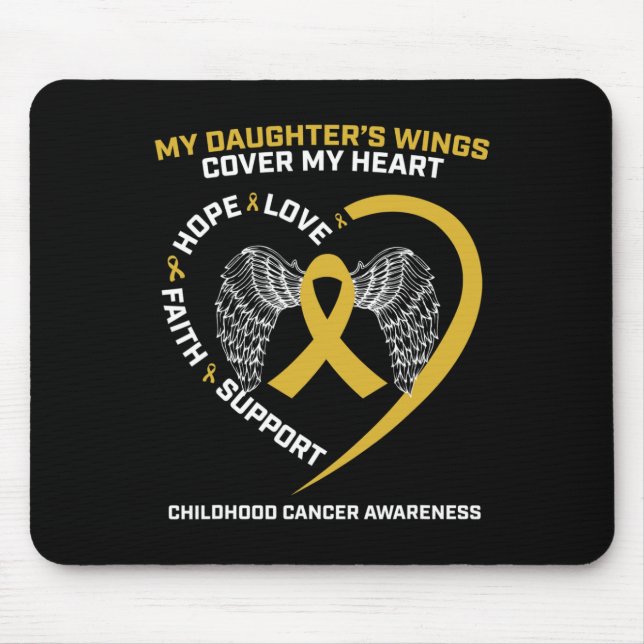 Mom Dad Women Men Wings Daughter Childhood Cancer  Mouse Pad (Front)