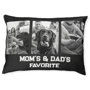 'Mom & Dad's Favorite' Funny 3 Photo Black White  Pet Bed