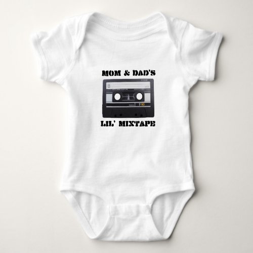 Mom  Dads Lil MixTape Baby Jersey White Baby Bodysuit