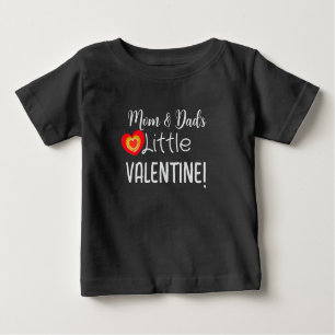 Mom & Dad's Little Valentine Cute Red Gold Heart Baby T-Shirt