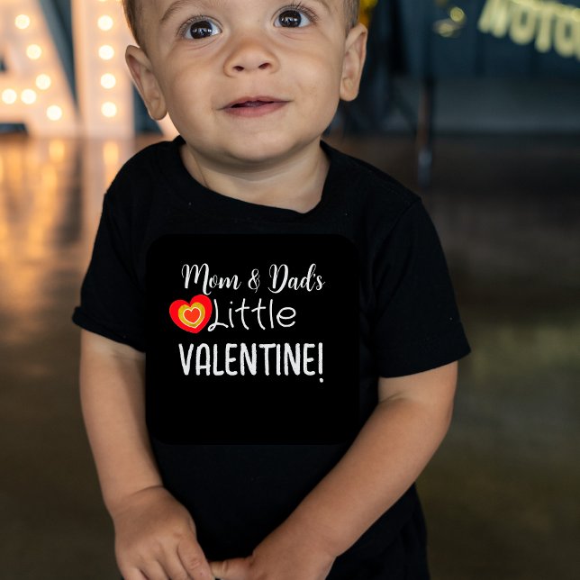 Mom & Dad's Little Valentine Cute Red Gold Heart  Baby T-Shirt (Creator Uploaded)
