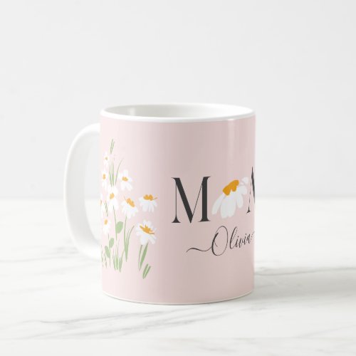 Mom daisy floral baby shower new baby pink coffee mug