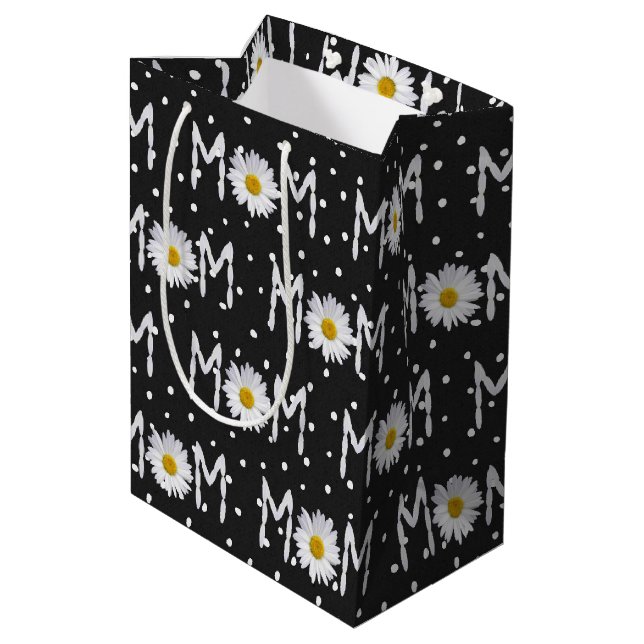 Mom Daisy On Polka Dots Medium Gift Bag (Back Angled)