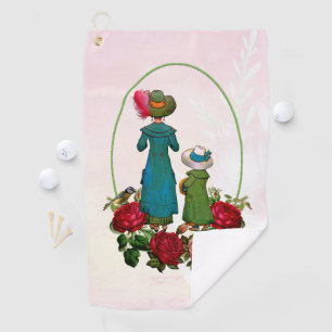 Mom Daughter Duo Red Roses Floral Mother's Day  Golf Towel