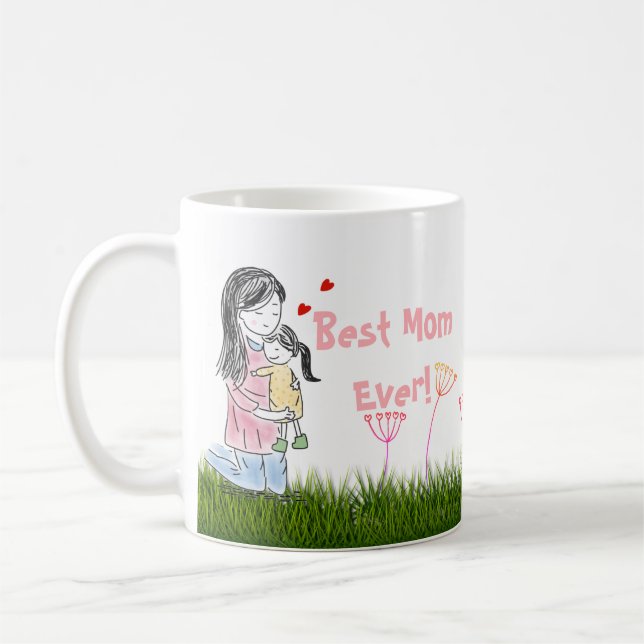 Mom & Daughter Hug Custom Coffee Mug (Left)