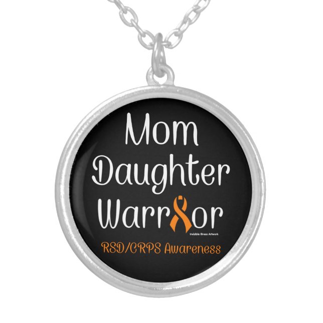 Mom Daughter Warrior...RSD/CRPS Silver Plated Necklace (Front)
