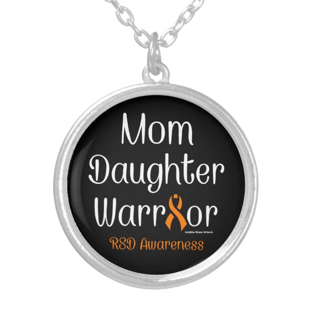 Mom Daughter Warrior...RSD Silver Plated Necklace (Front)