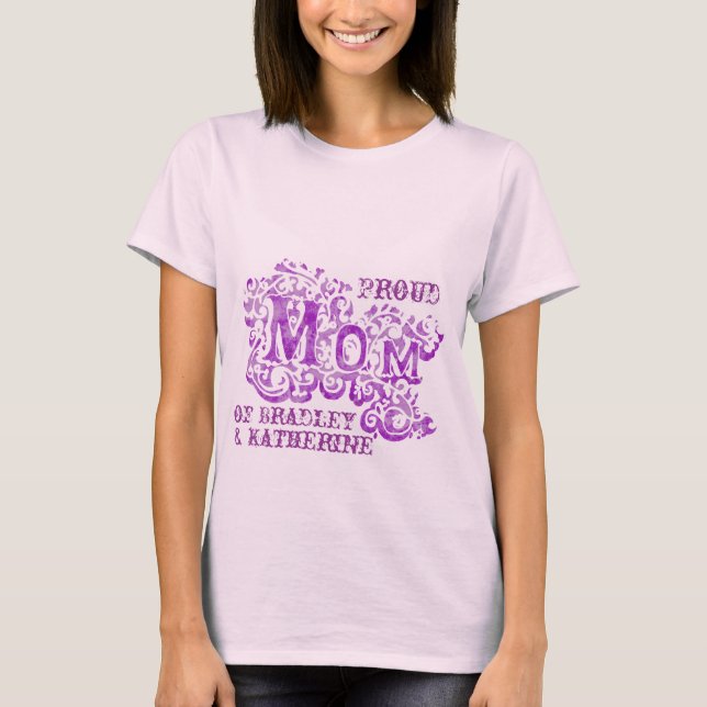 Mom decorative purple proud kids name top (Front)