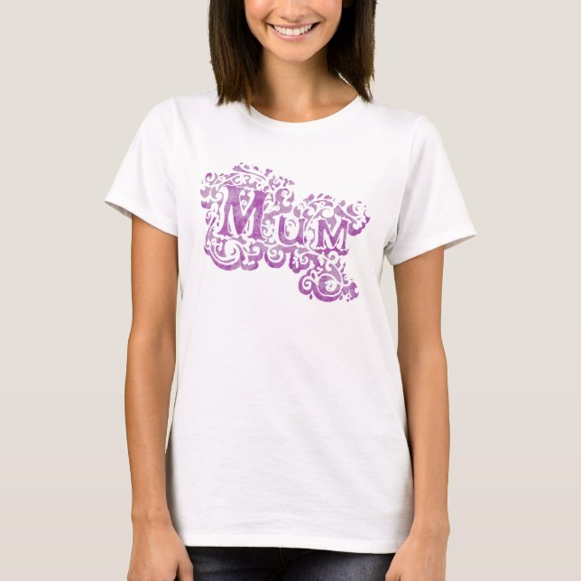 Mom decorative purple typographic t-shirt (Front)