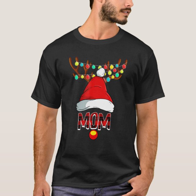 Mom Deer Matching Family Christmas Costume Reindee T-Shirt (Front)