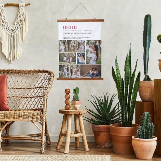 Mom Definition | 8 Photo Personalized Hanging Tapestry (Creator Uploaded)
