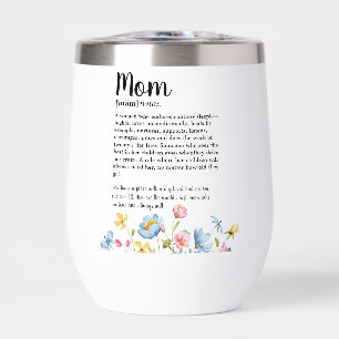 Mom Definition Colorful Wildflower Thermal Wine Tumbler