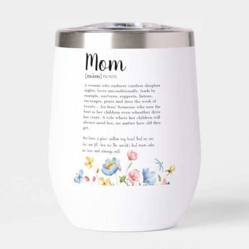 Mom Definition Colorful Wildflower Thermal Wine Tumbler