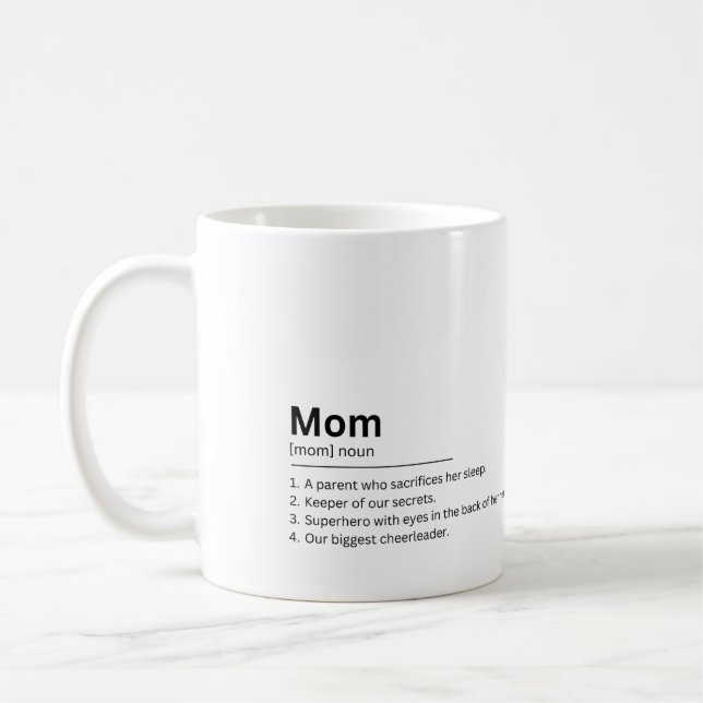 Mom Definition Custom Photo Gift for Mother's Day Coffee Mug (Left)