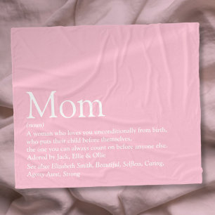 Mom Definition Fun Cool Pink Fleece Blanket