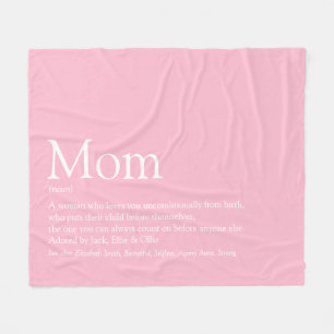 Mom Definition Fun Cool Pink Fleece Blanket