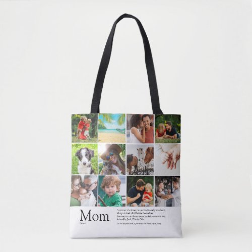 Mom Definition Quote 12 Photo Collage Tote Bag