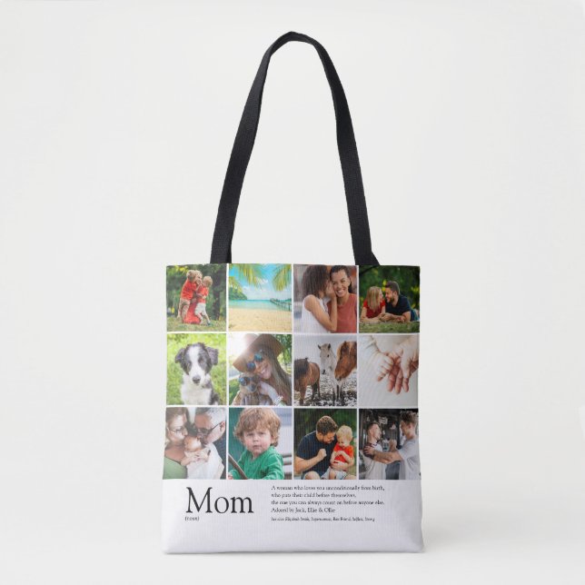 Mom Definition Quote 12 Photo Collage Tote Bag (Front)