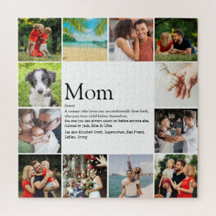 Mom Definition Quote Modern 12 Photo Collage Jigsaw Puzzle