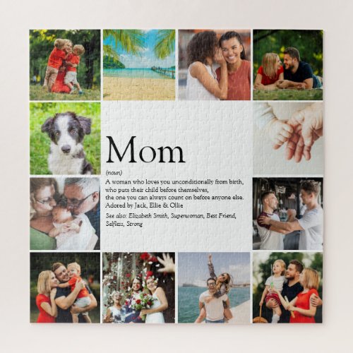 Mom Definition Quote Modern 12 Photo Collage Jigsaw Puzzle