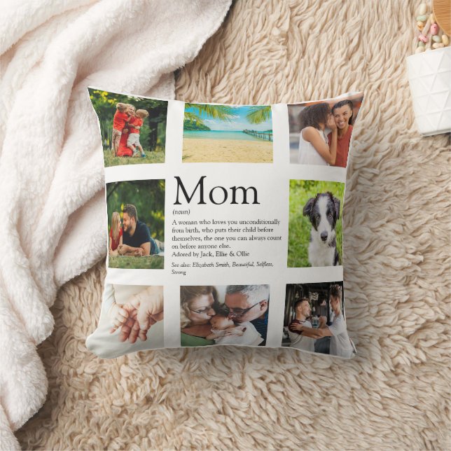 Mom Definition Quote Photo Collage Mothers Day Thr Throw Pillow (Blanket)