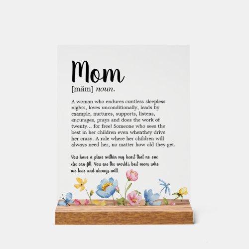 Mom Definition Wildflower Acrylic Sign