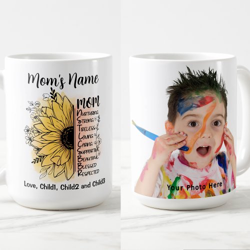 Mom Definitions Flower Customizable Photo Coffee Mug