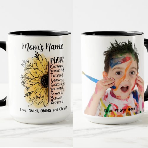 Mom Definitions Flower Customizable Photo Mug