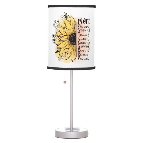 Mom Definitions Words Dahlia Flower  Table Lamp