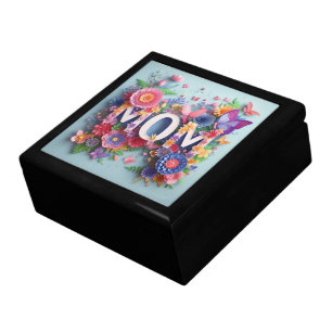 MOM Design Text with Flowers and Butterflies Gift Box