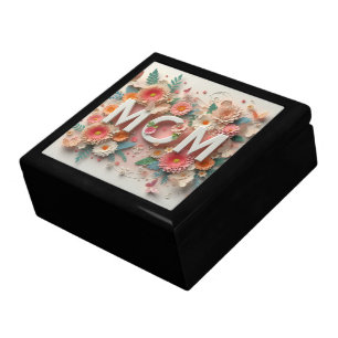 MOM Design Text with Flowers and Butterflies Gift Box