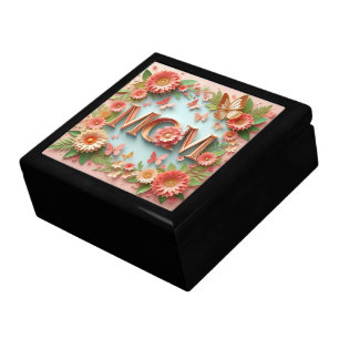 MOM Design Text with Flowers and Butterflies Gift Box