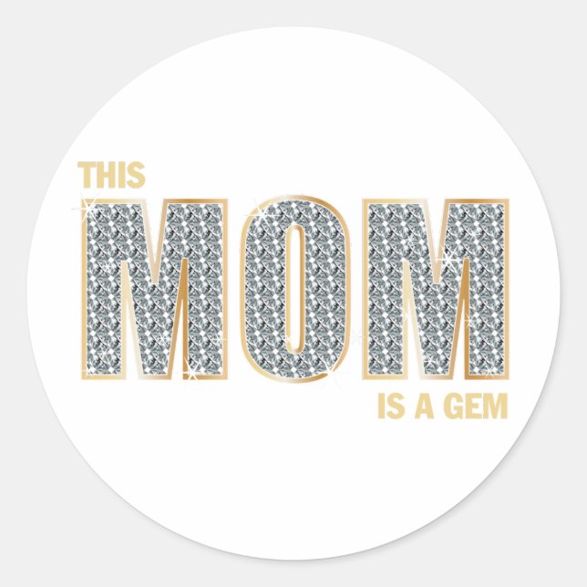 Mom Diamonds Classic Round Sticker (Front)